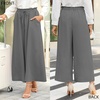 image:imageBestbee Womens Wide Leg Palazzo Pants Dressy Casual Gaucho Cropped Pants Elastic Waist with PocketsAsh Gray