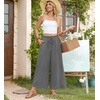 image:imageBestbee Womens Wide Leg Palazzo Pants Dressy Casual Gaucho Cropped Pants Elastic Waist with PocketsAsh Gray