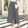 image:imageBestbee Womens Wide Leg Palazzo Pants Dressy Casual Gaucho Cropped Pants Elastic Waist with PocketsAsh Gray