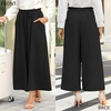image:imageBestbee Womens Wide Leg Palazzo Pants Dressy Casual Gaucho Cropped Pants Elastic Waist with PocketsBlack
