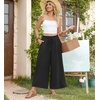 image:imageBestbee Womens Wide Leg Palazzo Pants Dressy Casual Gaucho Cropped Pants Elastic Waist with PocketsBlack