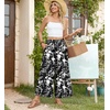 image:imageBestbee Womens Wide Leg Palazzo Pants Dressy Casual Gaucho Cropped Pants Elastic Waist with PocketsBlack Campanula