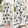 image:imageBestbee Womens Wide Leg Palazzo Pants Dressy Casual Gaucho Cropped Pants Elastic Waist with PocketsBlack Floralwhite