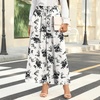 image:imageBestbee Womens Wide Leg Palazzo Pants Dressy Casual Gaucho Cropped Pants Elastic Waist with PocketsBlack Floralwhite