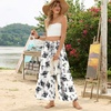 image:imageBestbee Womens Wide Leg Palazzo Pants Dressy Casual Gaucho Cropped Pants Elastic Waist with PocketsBlack Floralwhite