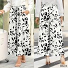 image:imageBestbee Womens Wide Leg Palazzo Pants Dressy Casual Gaucho Cropped Pants Elastic Waist with PocketsBlack Leafwhite