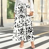 image:imageBestbee Womens Wide Leg Palazzo Pants Dressy Casual Gaucho Cropped Pants Elastic Waist with PocketsBlack Leafwhite