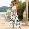 image:imageBestbee Womens Wide Leg Palazzo Pants Dressy Casual Gaucho Cropped Pants Elastic Waist with PocketsBlack Leafwhite
