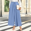 image:imageBestbee Womens Wide Leg Palazzo Pants Dressy Casual Gaucho Cropped Pants Elastic Waist with PocketsBlue