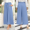 image:imageBestbee Womens Wide Leg Palazzo Pants Dressy Casual Gaucho Cropped Pants Elastic Waist with PocketsBlue