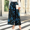 image:imageBestbee Womens Wide Leg Palazzo Pants Dressy Casual Gaucho Cropped Pants Elastic Waist with PocketsBlue Floralblack