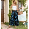image:imageBestbee Womens Wide Leg Palazzo Pants Dressy Casual Gaucho Cropped Pants Elastic Waist with PocketsBlue Floralblack