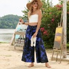image:imageBestbee Womens Wide Leg Palazzo Pants Dressy Casual Gaucho Cropped Pants Elastic Waist with PocketsBlue Flower