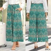 image:imageBestbee Womens Wide Leg Palazzo Pants Dressy Casual Gaucho Cropped Pants Elastic Waist with PocketsBluekhaki Floral