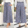 image:imageBestbee Womens Wide Leg Palazzo Pants Dressy Casual Gaucho Cropped Pants Elastic Waist with PocketsBluemulti Flower