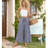 image:imageBestbee Womens Wide Leg Palazzo Pants Dressy Casual Gaucho Cropped Pants Elastic Waist with PocketsBluemulti Flower