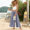 image:imageBestbee Womens Wide Leg Palazzo Pants Dressy Casual Gaucho Cropped Pants Elastic Waist with PocketsBluemulti Flower