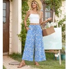 image:imageBestbee Womens Wide Leg Palazzo Pants Dressy Casual Gaucho Cropped Pants Elastic Waist with PocketsBluewhite Flower
