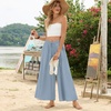image:imageBestbee Womens Wide Leg Palazzo Pants Dressy Casual Gaucho Cropped Pants Elastic Waist with PocketsBrilliantblue