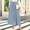 image:imageBestbee Womens Wide Leg Palazzo Pants Dressy Casual Gaucho Cropped Pants Elastic Waist with PocketsBrilliantblue