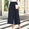 image:imageBestbee Womens Wide Leg Palazzo Pants Dressy Casual Gaucho Cropped Pants Elastic Waist with PocketsDark Blue