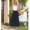 image:imageBestbee Womens Wide Leg Palazzo Pants Dressy Casual Gaucho Cropped Pants Elastic Waist with PocketsDark Blue