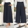 image:imageBestbee Womens Wide Leg Palazzo Pants Dressy Casual Gaucho Cropped Pants Elastic Waist with PocketsDark Blue