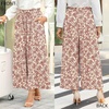 image:imageBestbee Womens Wide Leg Palazzo Pants Dressy Casual Gaucho Cropped Pants Elastic Waist with PocketsDeep Red Flowerbeige