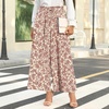 image:imageBestbee Womens Wide Leg Palazzo Pants Dressy Casual Gaucho Cropped Pants Elastic Waist with PocketsDeep Red Flowerbeige