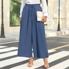 image:imageBestbee Womens Wide Leg Palazzo Pants Dressy Casual Gaucho Cropped Pants Elastic Waist with PocketsDenim Blue