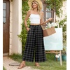 image:imageBestbee Womens Wide Leg Palazzo Pants Dressy Casual Gaucho Cropped Pants Elastic Waist with PocketsDotted Gridblack