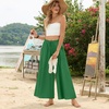 image:imageBestbee Womens Wide Leg Palazzo Pants Dressy Casual Gaucho Cropped Pants Elastic Waist with PocketsDrak Green