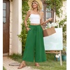 image:imageBestbee Womens Wide Leg Palazzo Pants Dressy Casual Gaucho Cropped Pants Elastic Waist with PocketsDrak Green