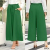 image:imageBestbee Womens Wide Leg Palazzo Pants Dressy Casual Gaucho Cropped Pants Elastic Waist with PocketsDrak Green