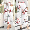 image:imageBestbee Womens Wide Leg Palazzo Pants Dressy Casual Gaucho Cropped Pants Elastic Waist with PocketsFloral White