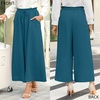 image:imageBestbee Womens Wide Leg Palazzo Pants Dressy Casual Gaucho Cropped Pants Elastic Waist with PocketsGrayish Blue