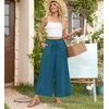 image:imageBestbee Womens Wide Leg Palazzo Pants Dressy Casual Gaucho Cropped Pants Elastic Waist with PocketsGrayish Blue