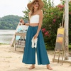 image:imageBestbee Womens Wide Leg Palazzo Pants Dressy Casual Gaucho Cropped Pants Elastic Waist with PocketsGrayish Blue