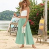 image:imageBestbee Womens Wide Leg Palazzo Pants Dressy Casual Gaucho Cropped Pants Elastic Waist with PocketsGreen