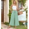 image:imageBestbee Womens Wide Leg Palazzo Pants Dressy Casual Gaucho Cropped Pants Elastic Waist with PocketsGreen