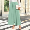 image:imageBestbee Womens Wide Leg Palazzo Pants Dressy Casual Gaucho Cropped Pants Elastic Waist with PocketsGreen