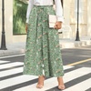 image:imageBestbee Womens Wide Leg Palazzo Pants Dressy Casual Gaucho Cropped Pants Elastic Waist with PocketsGreen Flowers