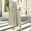 image:imageBestbee Womens Wide Leg Palazzo Pants Dressy Casual Gaucho Cropped Pants Elastic Waist with PocketsLight Green