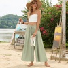 image:imageBestbee Womens Wide Leg Palazzo Pants Dressy Casual Gaucho Cropped Pants Elastic Waist with PocketsLight Green