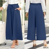 image:imageBestbee Womens Wide Leg Palazzo Pants Dressy Casual Gaucho Cropped Pants Elastic Waist with PocketsNavy Blue