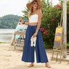 image:imageBestbee Womens Wide Leg Palazzo Pants Dressy Casual Gaucho Cropped Pants Elastic Waist with PocketsNavy Blue