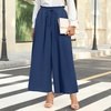 image:imageBestbee Womens Wide Leg Palazzo Pants Dressy Casual Gaucho Cropped Pants Elastic Waist with PocketsNavy Blue