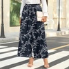 image:imageBestbee Womens Wide Leg Palazzo Pants Dressy Casual Gaucho Cropped Pants Elastic Waist with PocketsNavywhite Flower