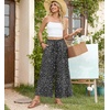 image:imageBestbee Womens Wide Leg Palazzo Pants Dressy Casual Gaucho Cropped Pants Elastic Waist with PocketsWhite Fleckblack