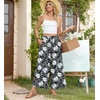 image:imageBestbee Womens Wide Leg Palazzo Pants Dressy Casual Gaucho Cropped Pants Elastic Waist with PocketsWhite Lily